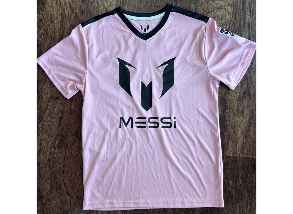 Boys Lionel Messi Short Sleeve Jersey Top Size XL Pink Black